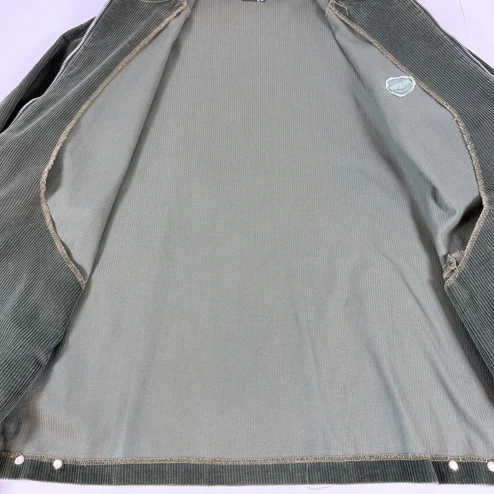 Vintage 90s Blunt Skateboarding Corduroy‎ Jacket Olive Green XL Made in USA
